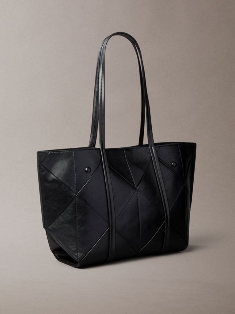 Black Woven Emblem Tote Bag  Women