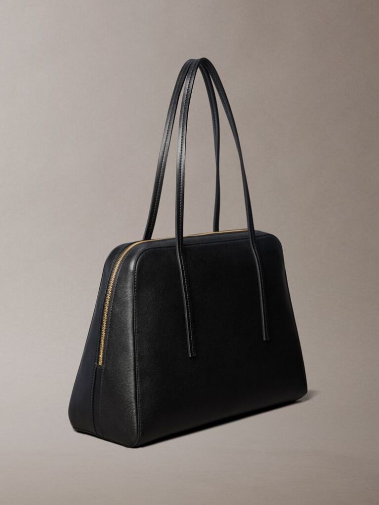 Black Foil Logo Bowling Shoulder Bag  Women