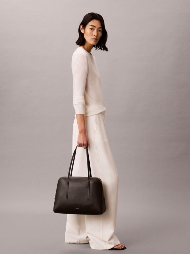 Black Foil Logo Bowling Shoulder Bag  Women