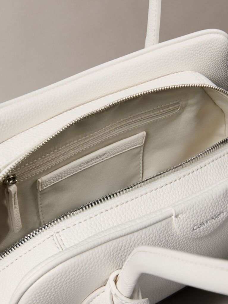 White Emblem Logo Pebble Shoulder Bag  Women