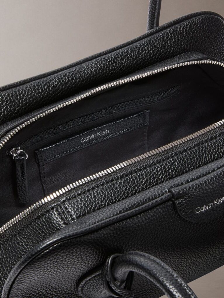 Black Emblem Logo Pebble Shoulder Bag  Women