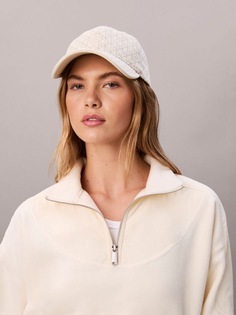 White Cotton Twill Adjustable Emblem Logo Cap  Women