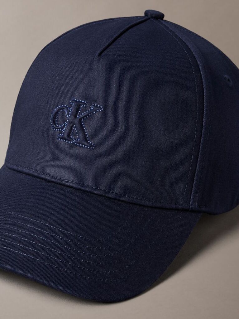Blue Monogram Shine Embroidery Moire Cap  Women