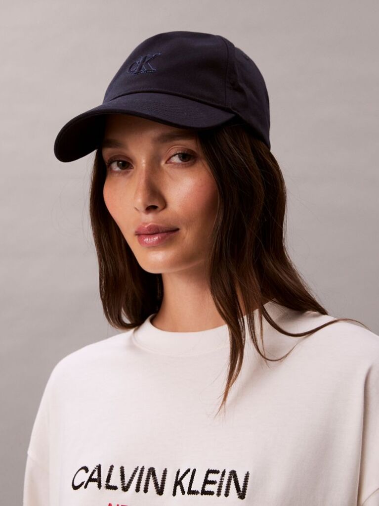 Blue Monogram Shine Embroidery Moire Cap  Women