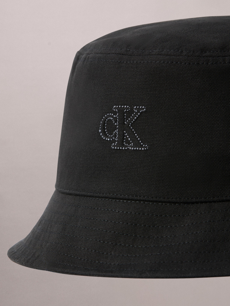 Black Canvas Signature Logo Bucket Hat  Women
