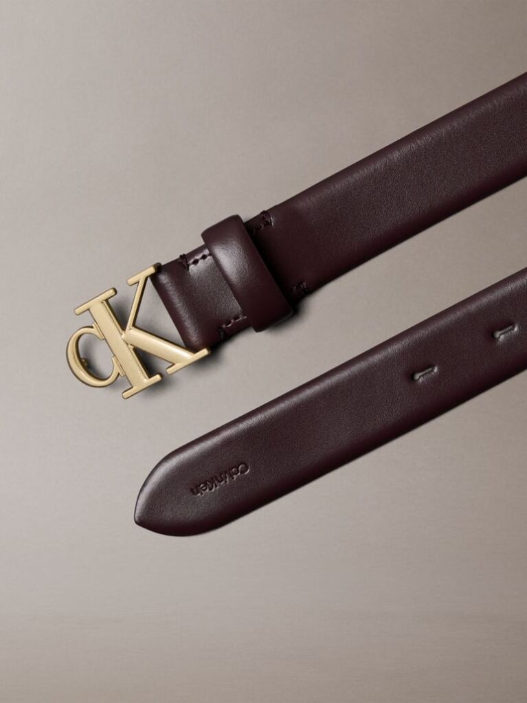 Brown Full Grain Leather Logo Belt  Women
