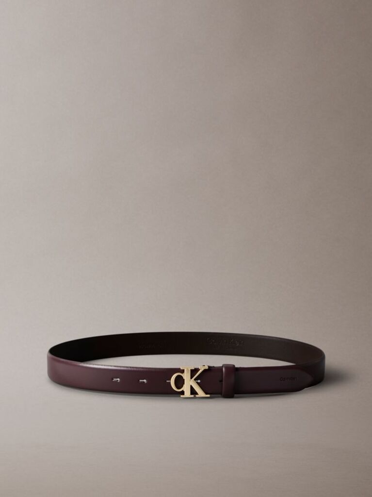 Brown Full Grain Leather Logo Belt  Women