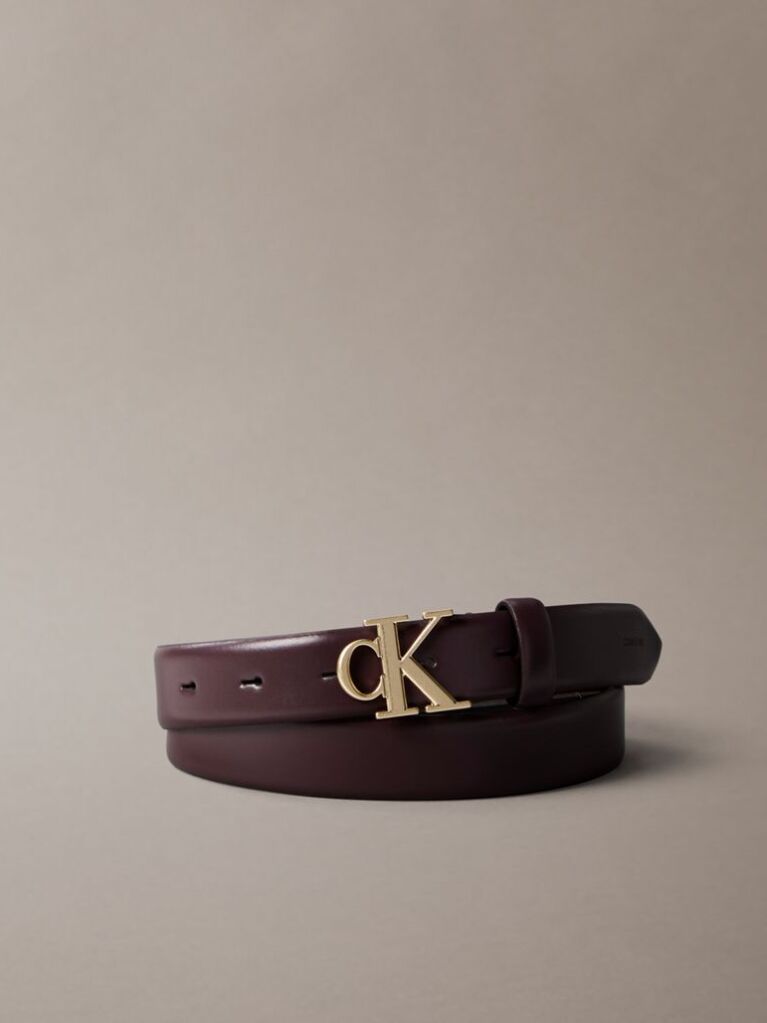 Brown Full Grain Leather Logo Belt  Women