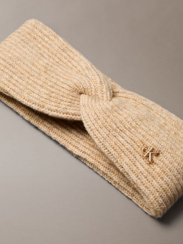 Beige Wool Blend Soft Twist Headband  Women