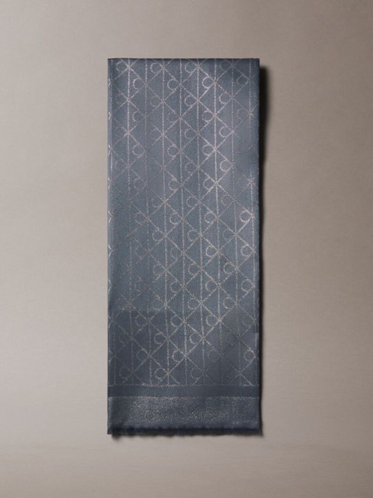 Blue Allover Emblem Logo Shine Scarf  Women