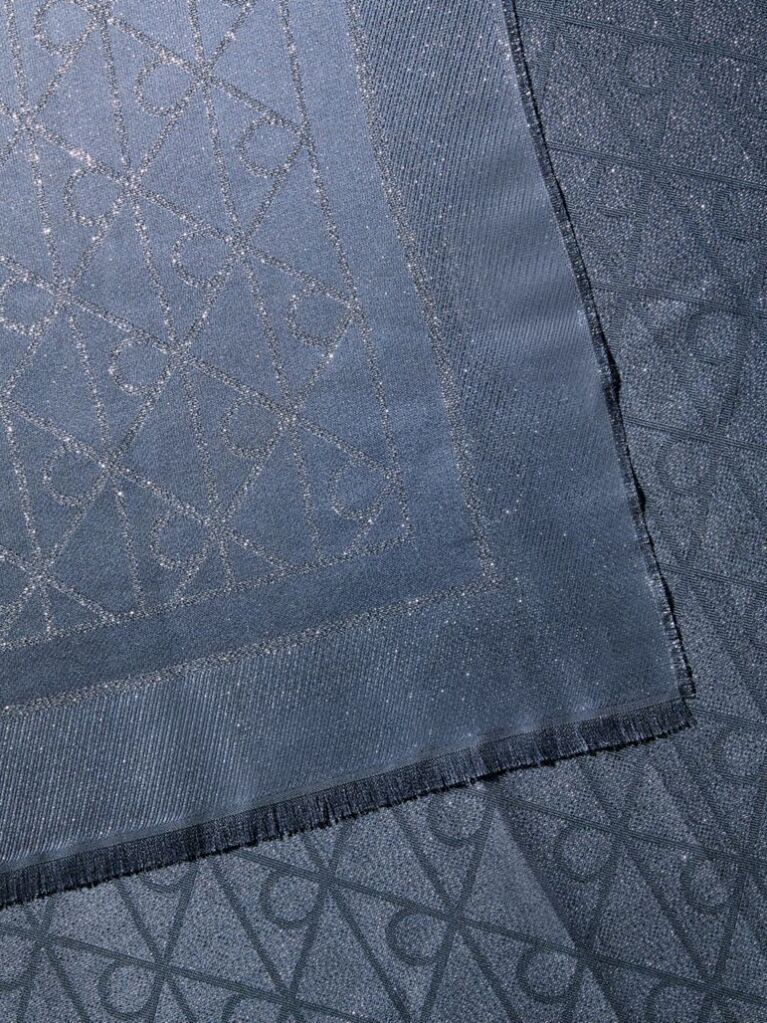 Blue Allover Emblem Logo Shine Scarf  Women