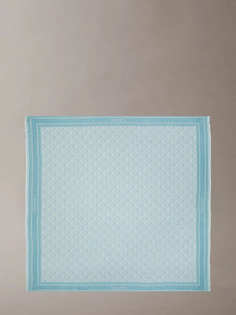 Blue Emblem Jacquard Square Modal Scarf  Women