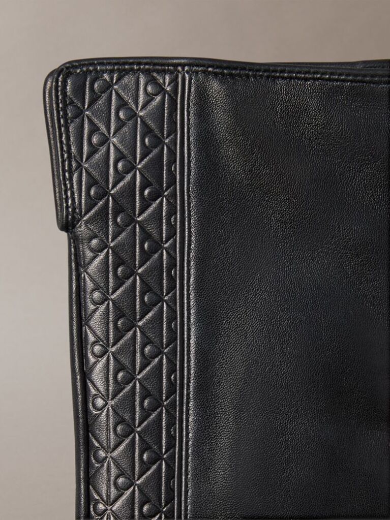Black Soft Nappa Leather Emblem Logo Gloves  Women