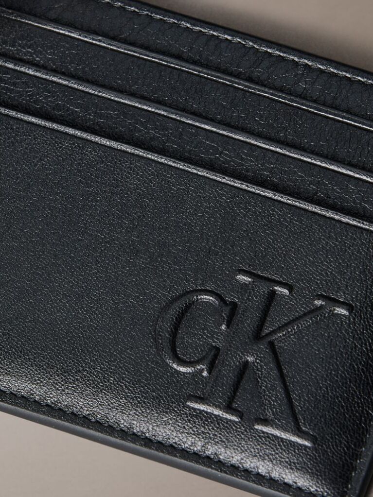 Black Sculpted Impression Card Case  Men