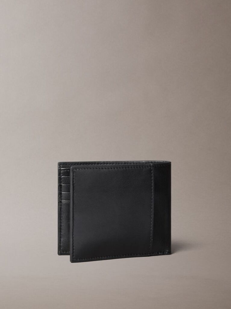 Black Leather RFID Billfold Wallet  Men
