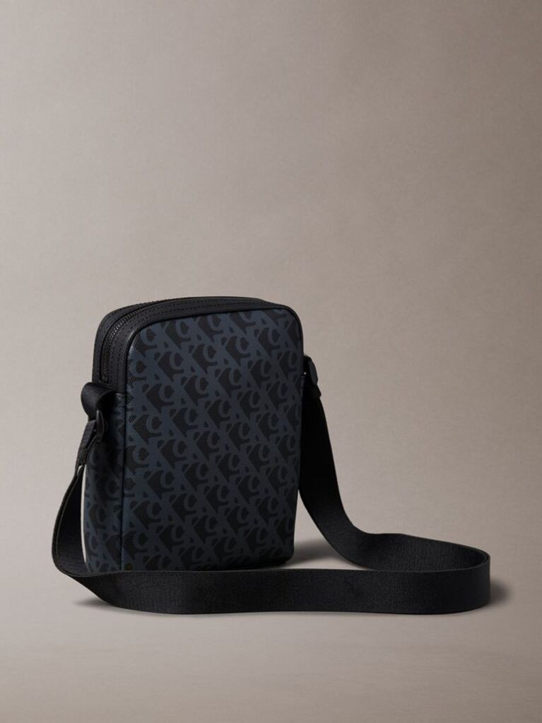 Black Textured Reporter Bag  Men