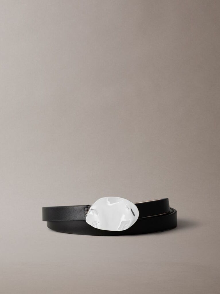 Black Slim Leather Belt  Women