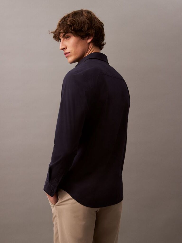 Blue Slim Stretch Button-Down Shirt  Men