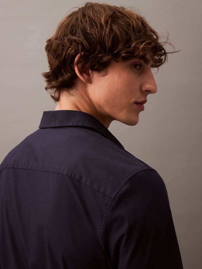 Blue Slim Stretch Button-Down Shirt  Men