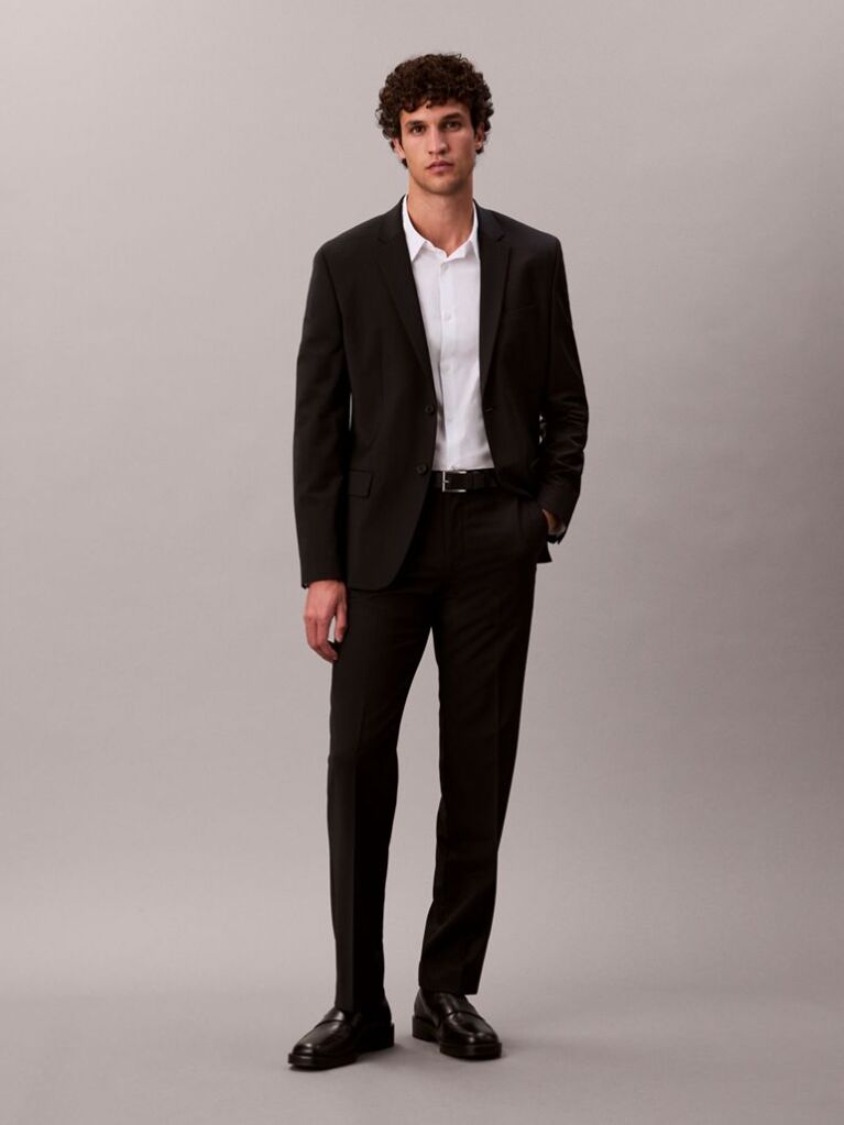 White Slim Stretch Button-Down Shirt  Men