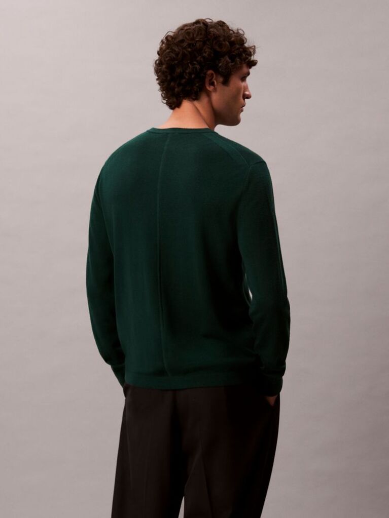 Green Merino Wool Classic Sweater  Men