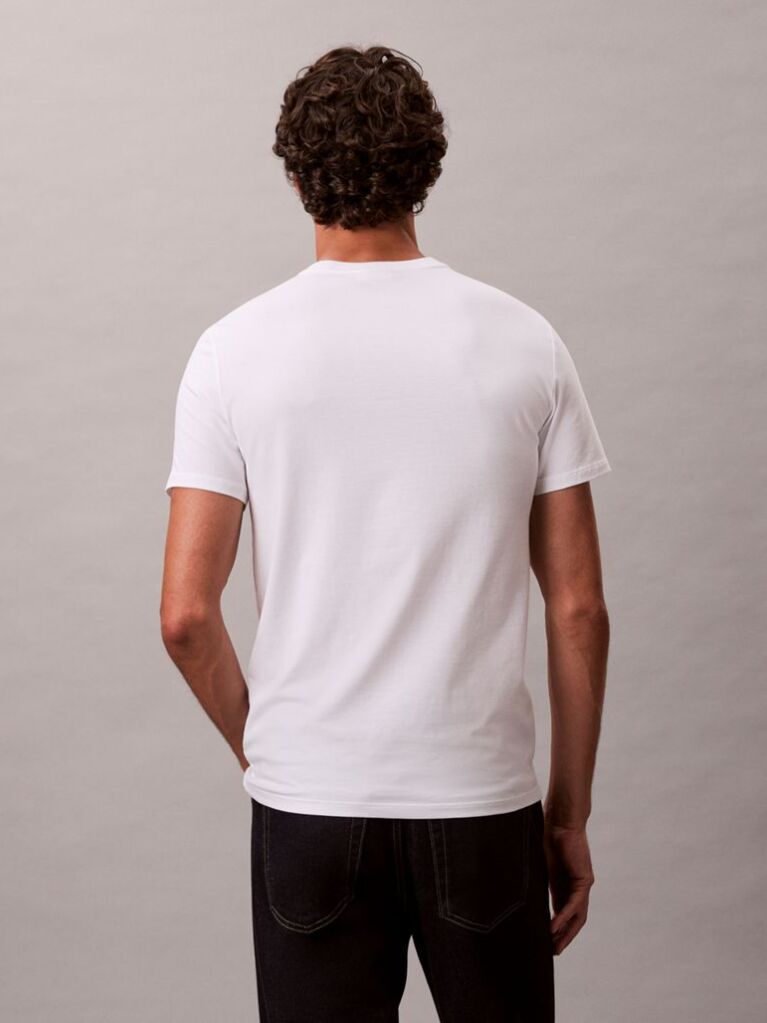 White Short Sleeve Stretch Cotton Slim T-Shirt  Men