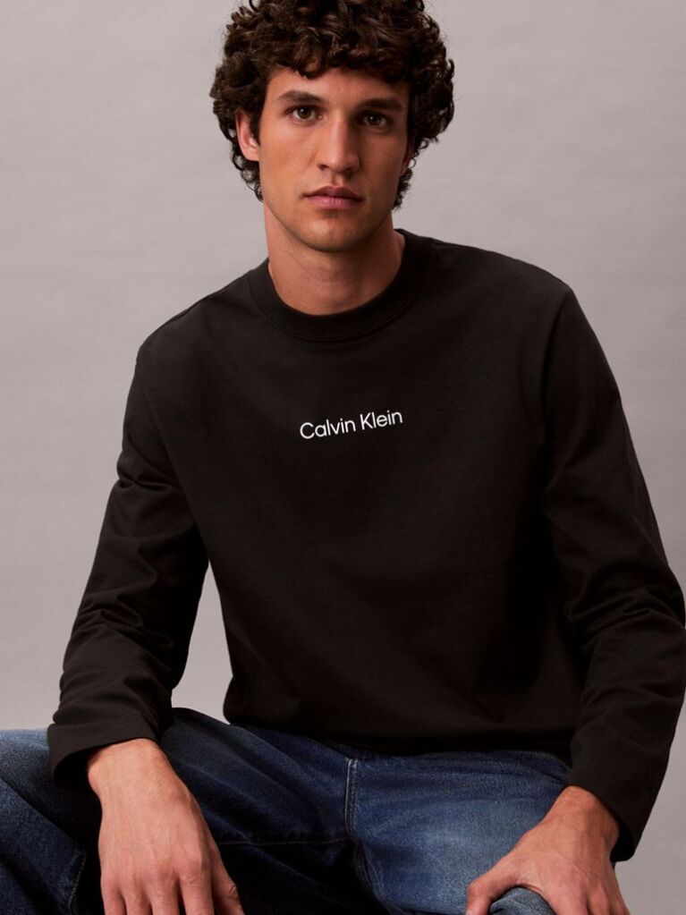 Black Relaxed Long Sleeve T-shirt  Men