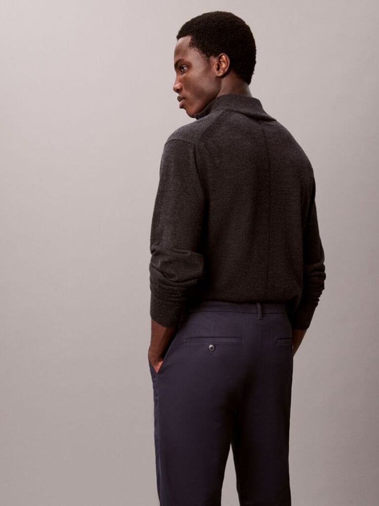 Grey Slim Sateen Chino Trouser  Men