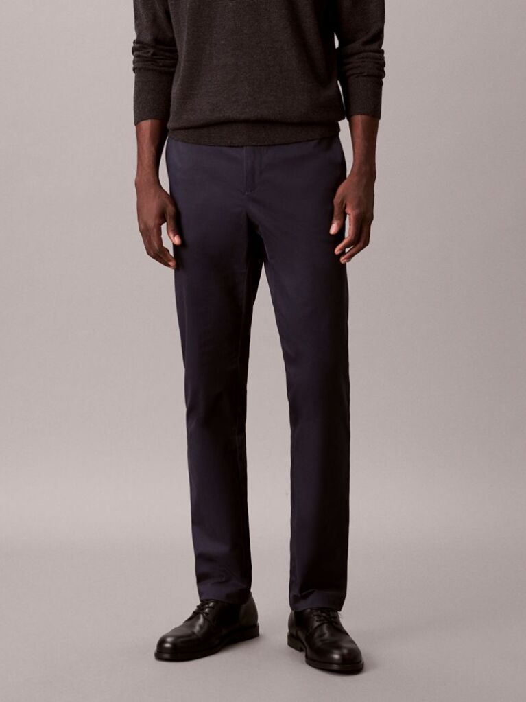 Grey Slim Sateen Chino Trouser  Men