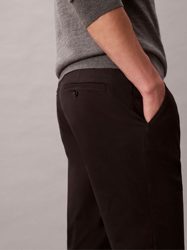 Black Slim Sateen Chino Trouser  Men