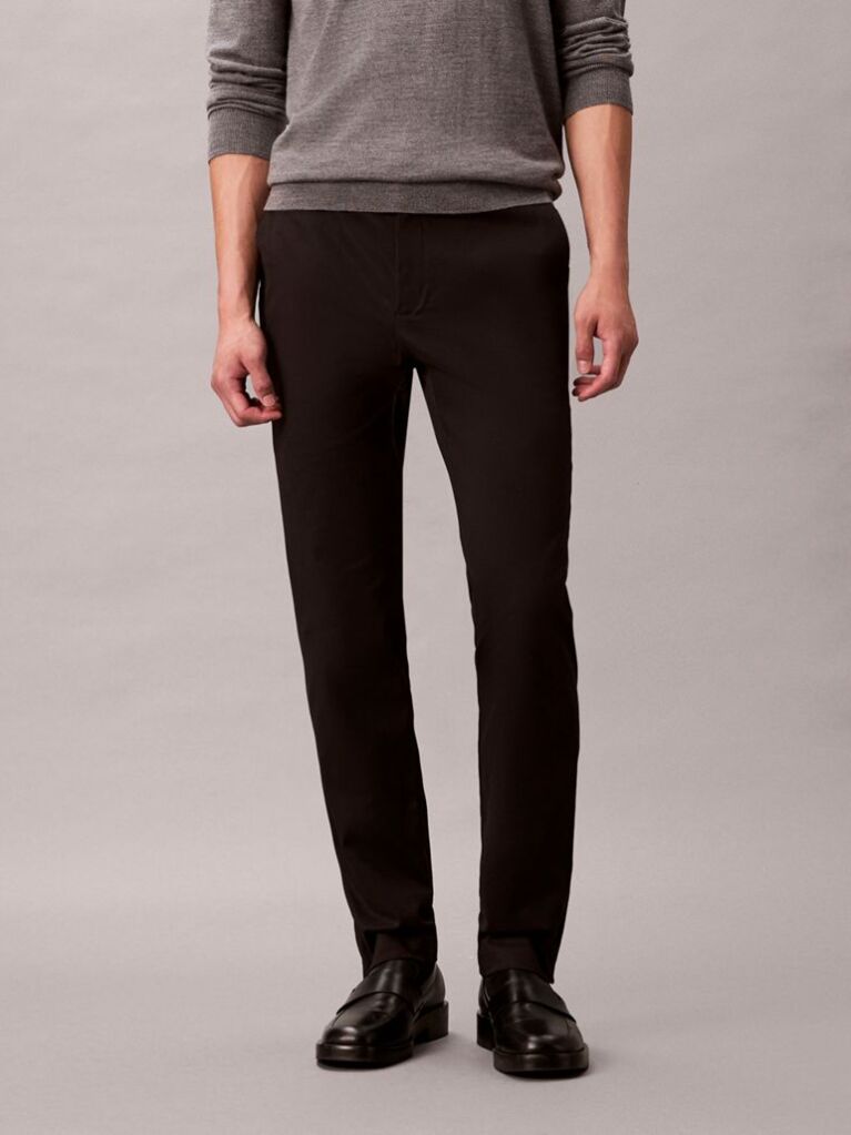 Black Slim Sateen Chino Trouser  Men