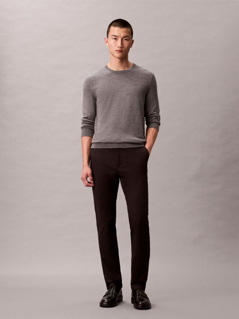 Black Slim Sateen Chino Trouser  Men
