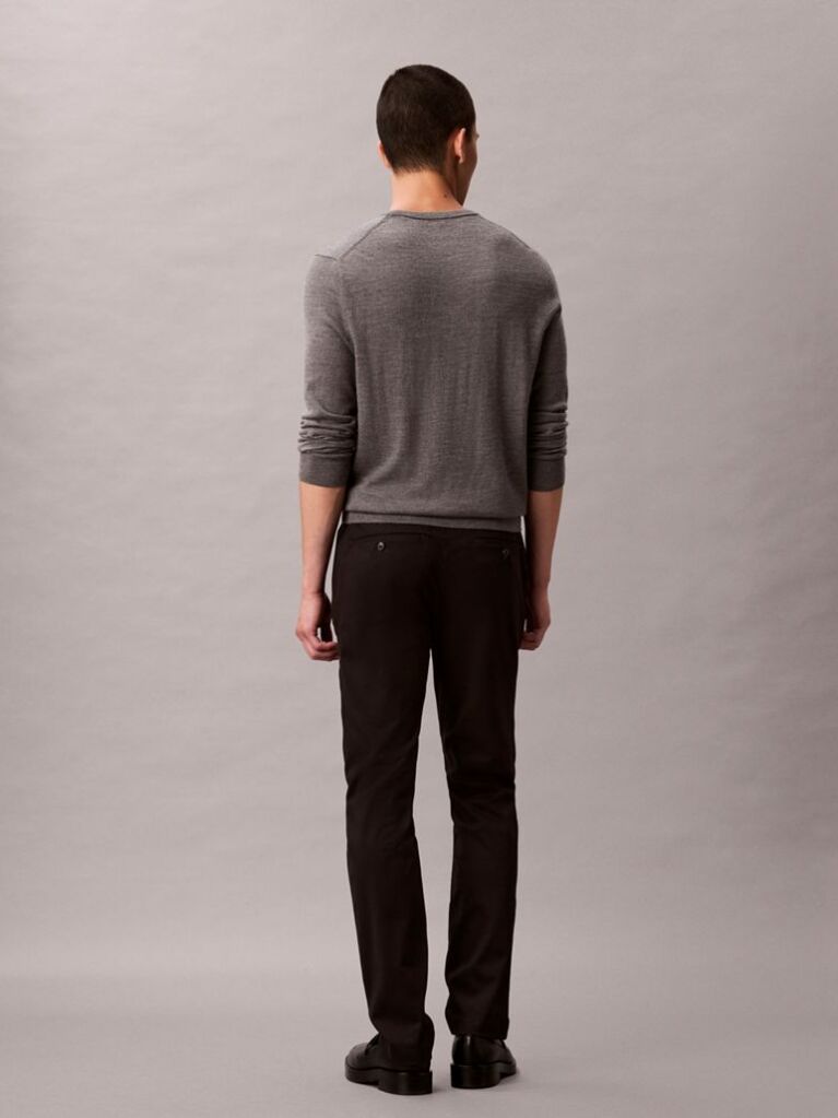 Black Slim Sateen Chino Trouser  Men