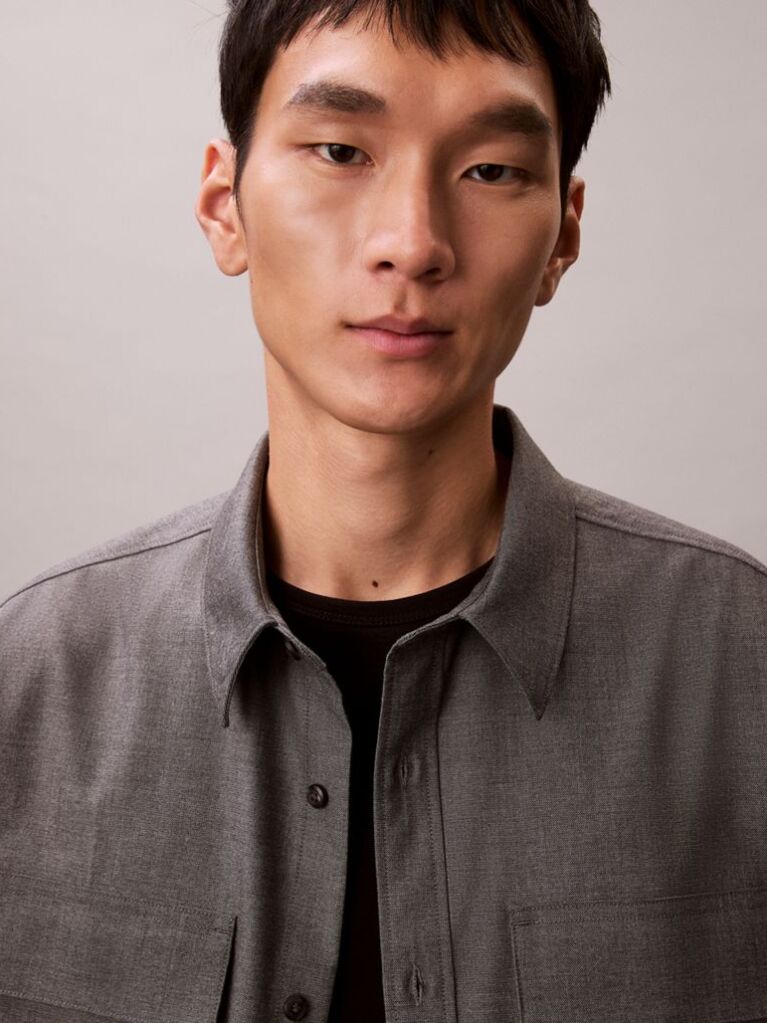 Grey Melange Button-Down Easy Shirt  Men