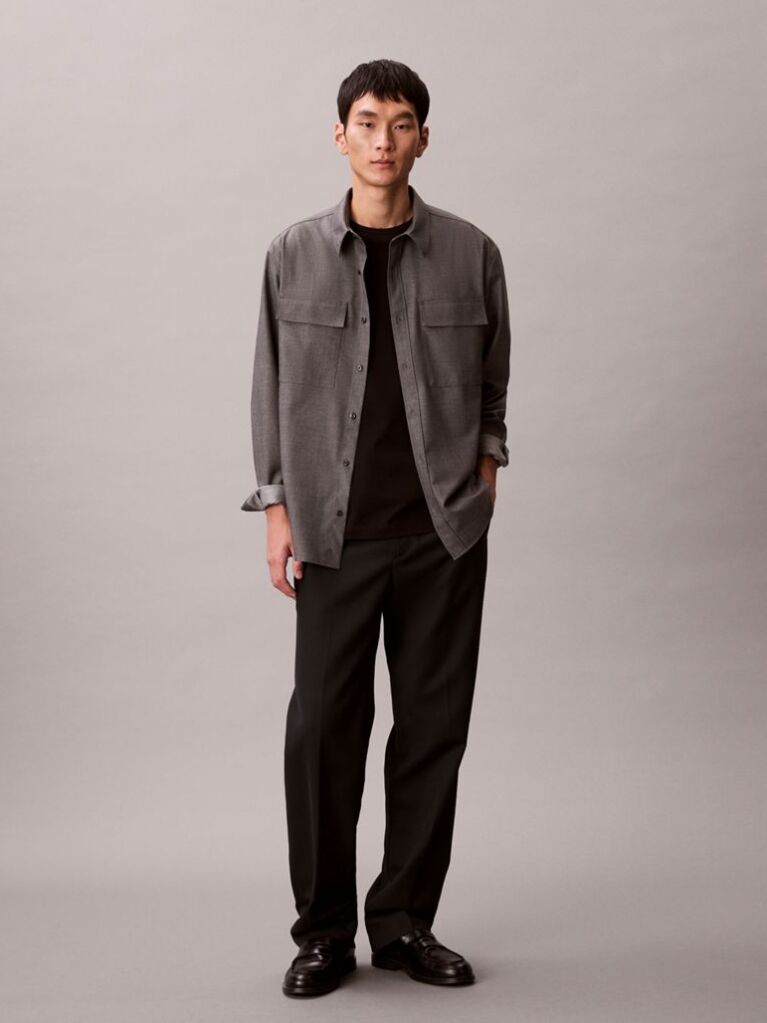 Grey Melange Button-Down Easy Shirt  Men