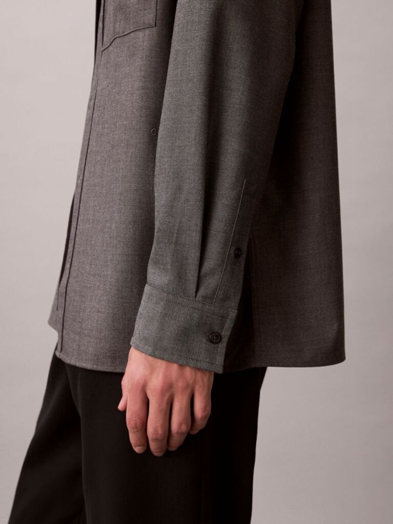 Grey Melange Button-Down Easy Shirt  Men