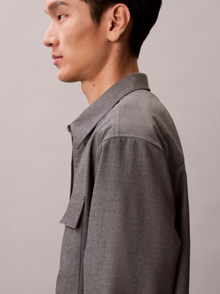Grey Melange Button-Down Easy Shirt  Men
