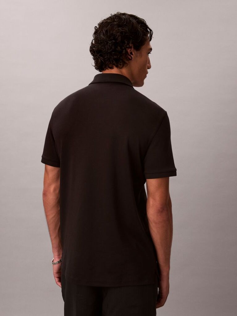 Black Supima Cotton Short-Sleeve Zip Polo  Men