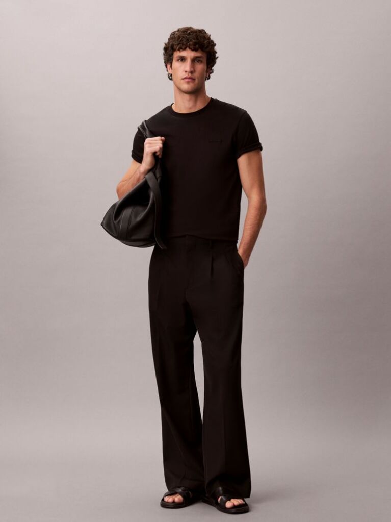 Black Slim Cotton Badge T-shirt  Men