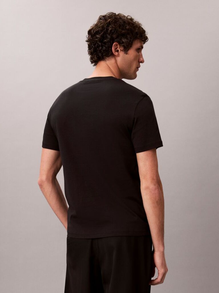 Black Slim Cotton Badge T-shirt  Men