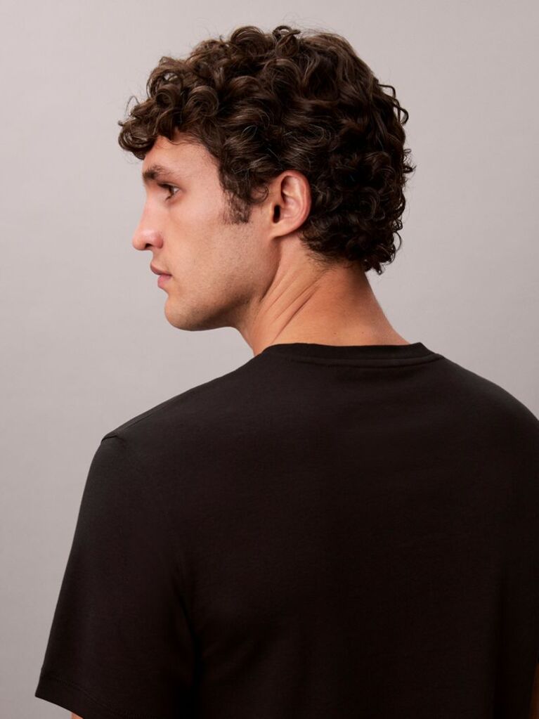 Black Slim Cotton Badge T-shirt  Men