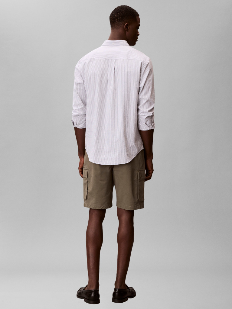 Green Cotton Twill Cargo Shorts  Men