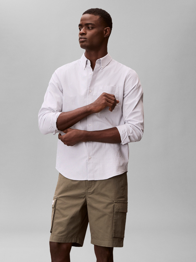 Green Cotton Twill Cargo Shorts  Men