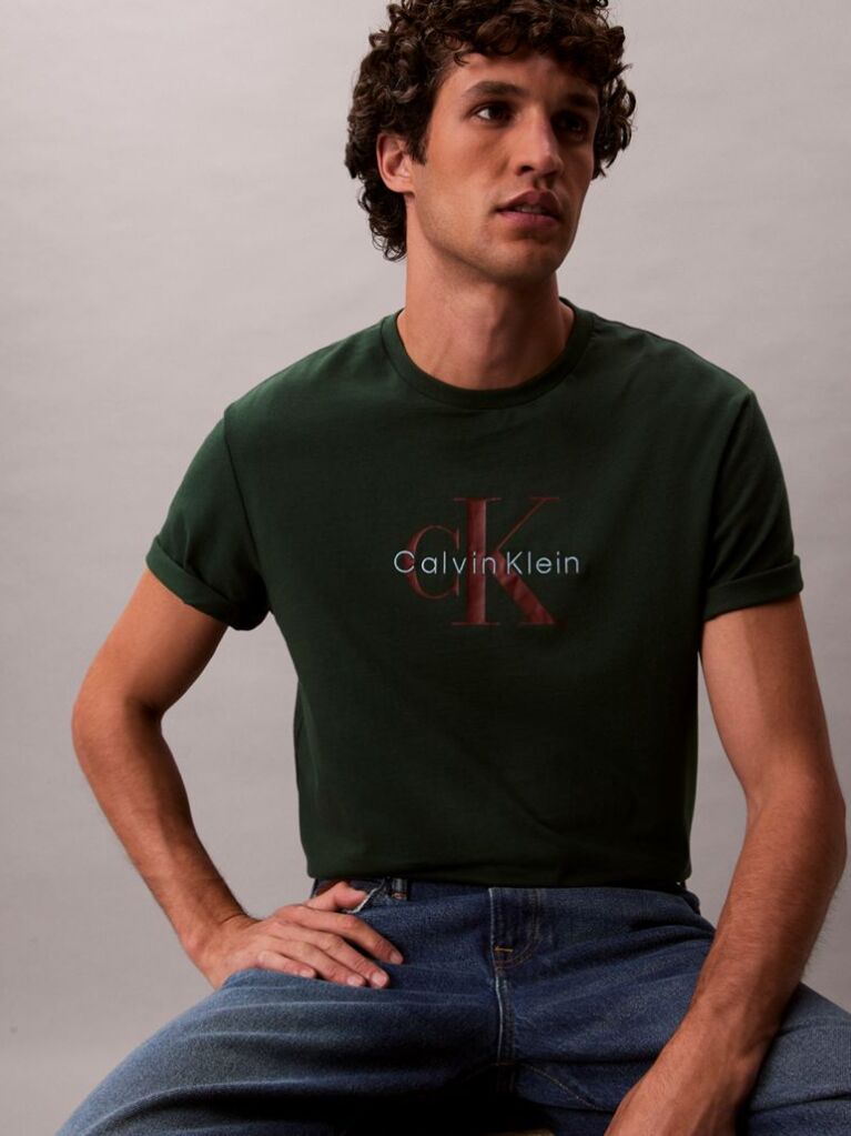 Green Monogram Logo T-Shirt  Men