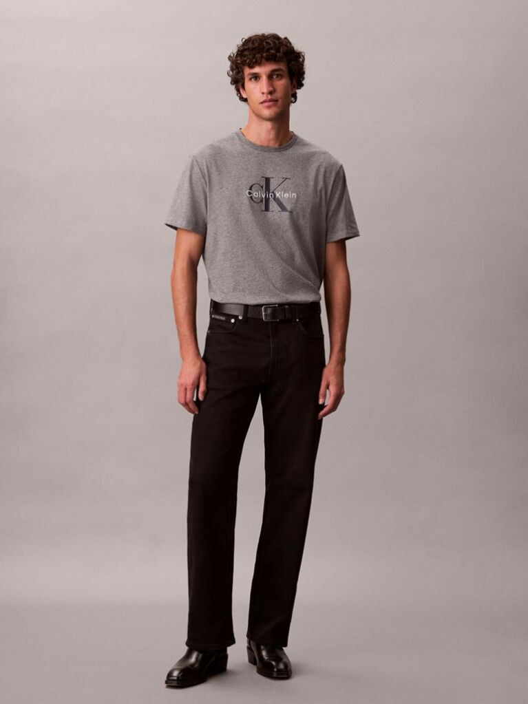 Grey Monogram Logo T-Shirt  Men
