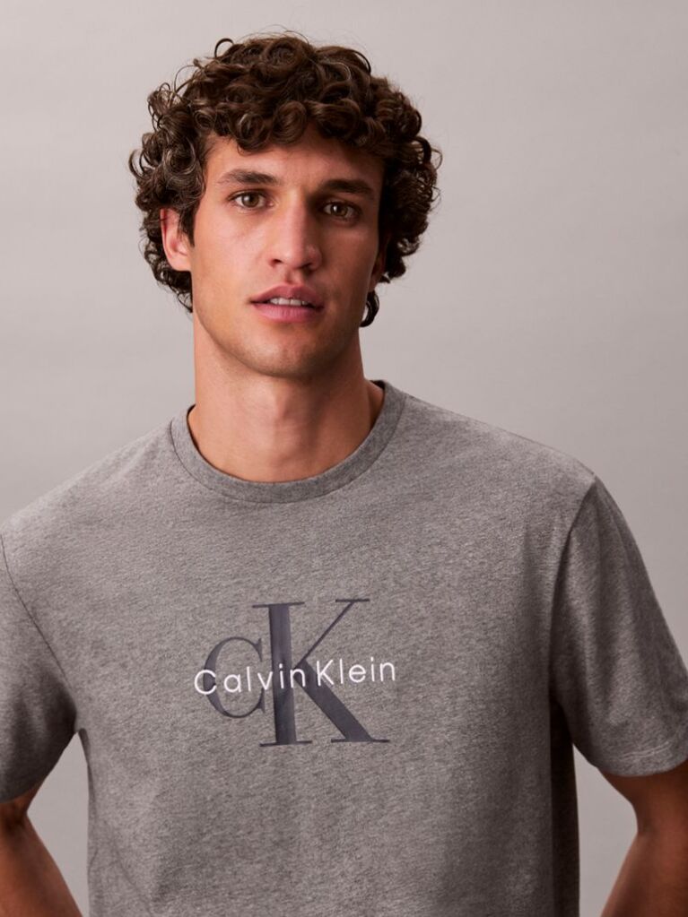 Grey Monogram Logo T-Shirt  Men