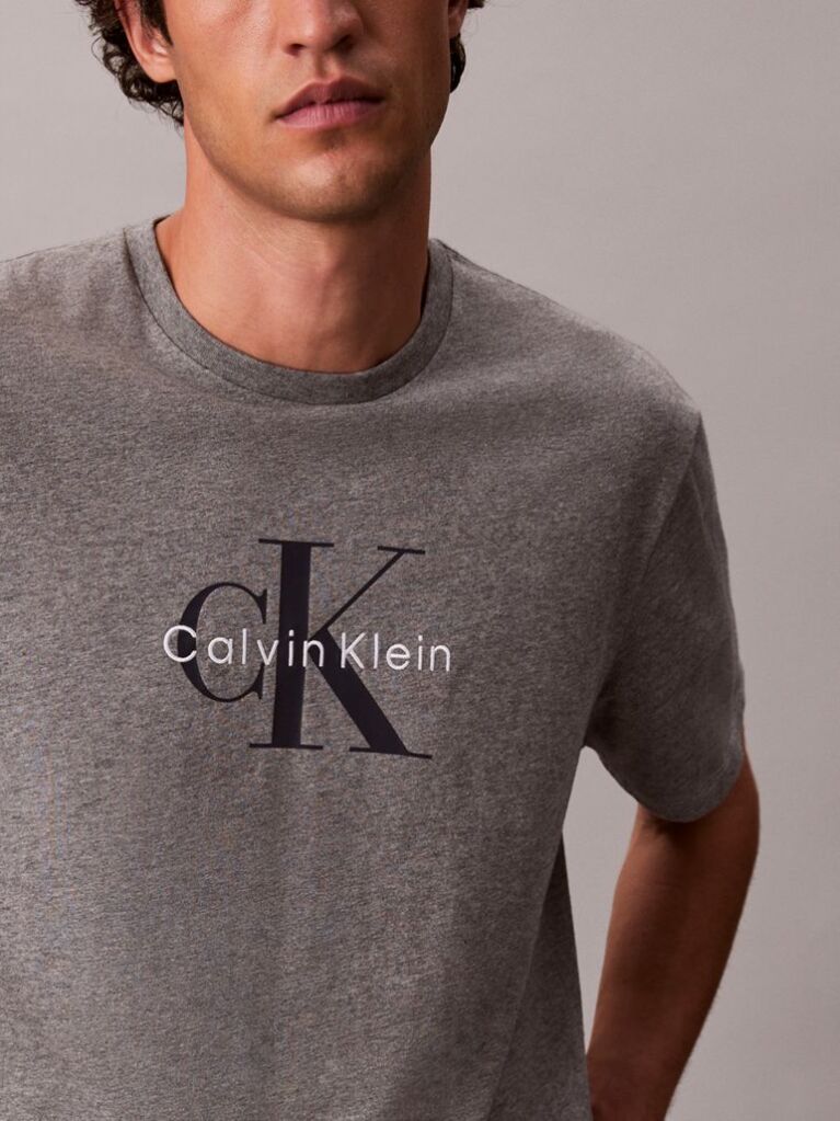 Grey Monogram Logo T-Shirt  Men