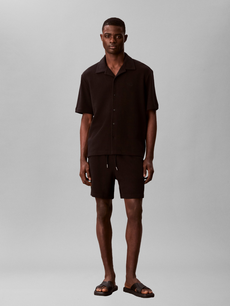 Black Waffle Shorts  Men