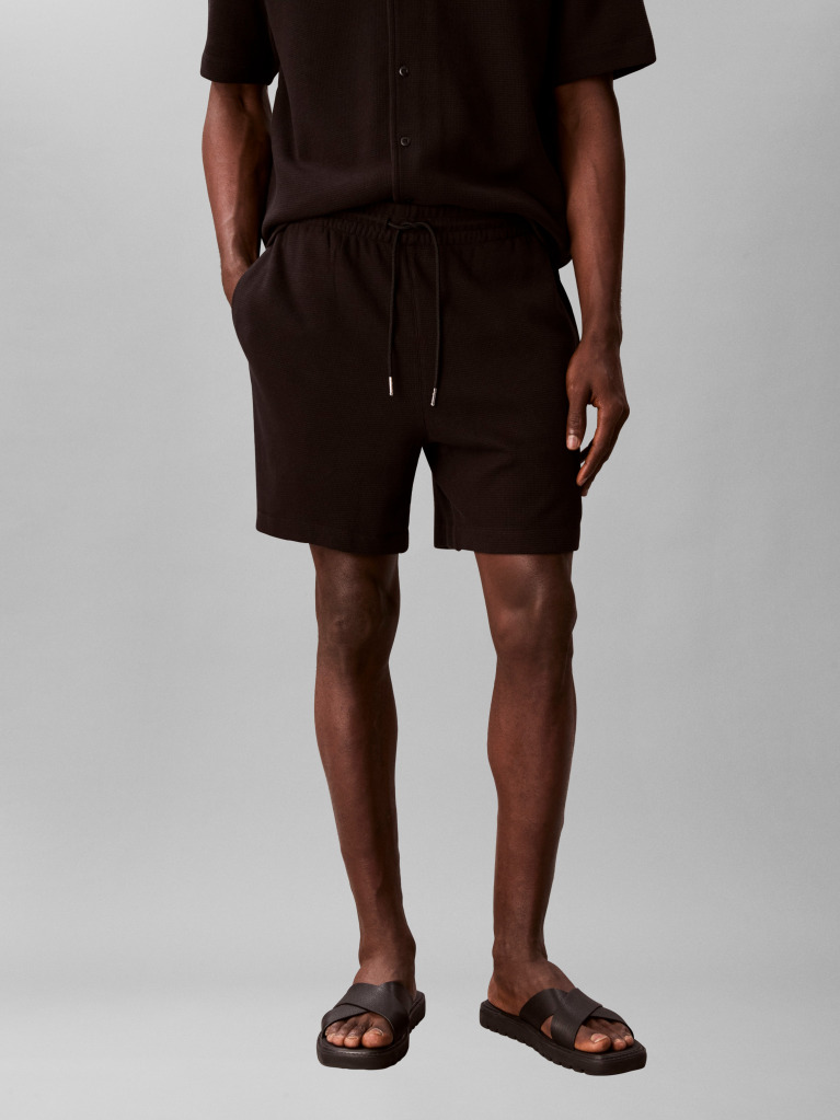 Black Waffle Shorts  Men