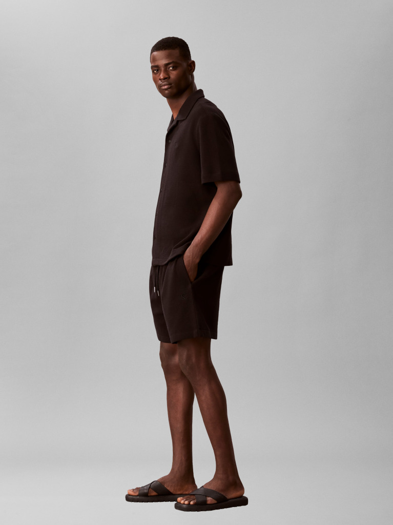 Black Waffle Shorts  Men